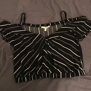 Cropped  off the shoulder black and white top